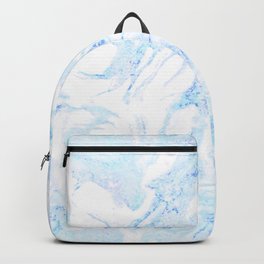 White Marble with Pastel Blue Purple Teal Glitter Backpack