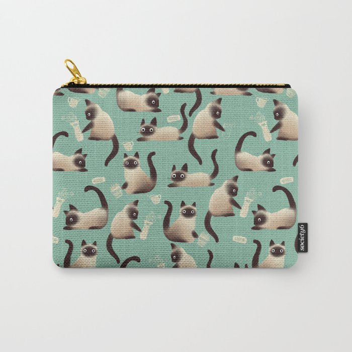 Bad Siamese Cats Knocking Stuff Over Carry-All Pouch