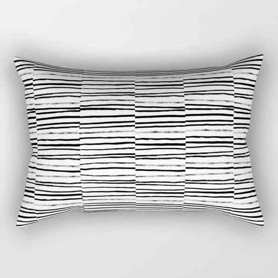 Broken Stripes pattern black and white modern urban brooklyn monochromatic print design ink Rectangular Pillow