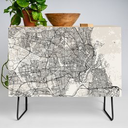 Copenhagen, Denmark - City Map Art Print - Black and White Credenza