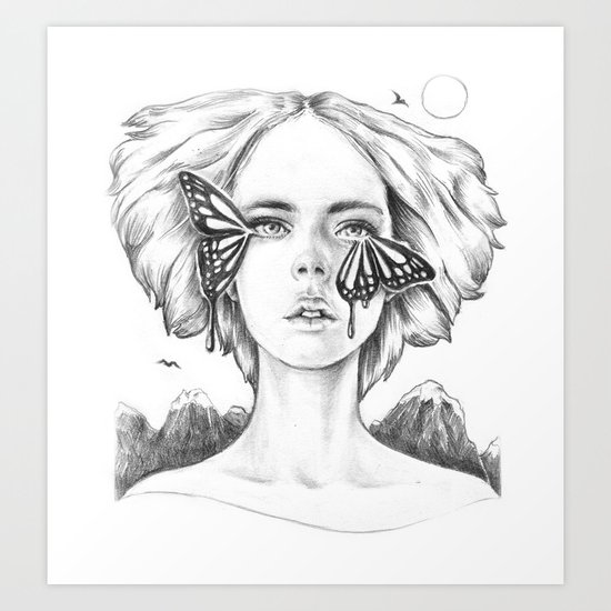 Watching the Life I Borrowed (B/W) Art Print