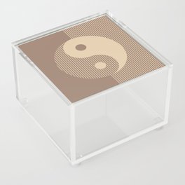 Geometric Lines Ying and Yang XV in Dark Brown Beige Acrylic Box