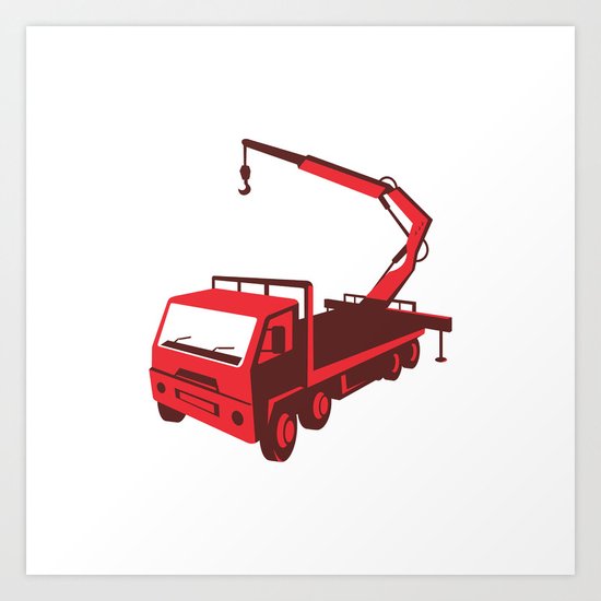 truck mounted crane cartage hoist retro Art Print