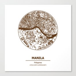 Manila city map coordinates Canvas Print