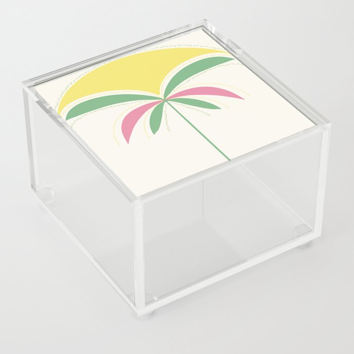 Mid-Century Modern Palm Tree Sunset Illustration Acrylic Box