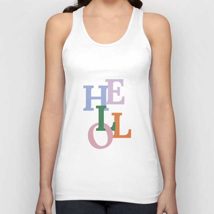 Hello Colorful Welcome Lettering | Pastel Typography Quote Tank Top