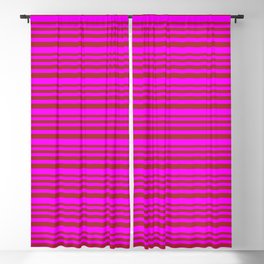 [ Thumbnail: Brown & Fuchsia Colored Striped/Lined Pattern Blackout Curtain ]