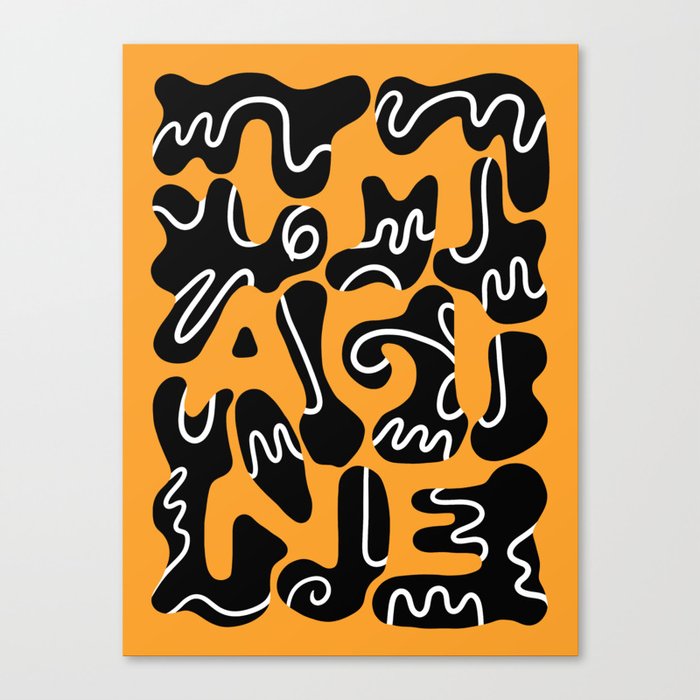 IMAGINE Slogan | Bold Golden Yellow Digital Hand-drawn Text  Canvas Print