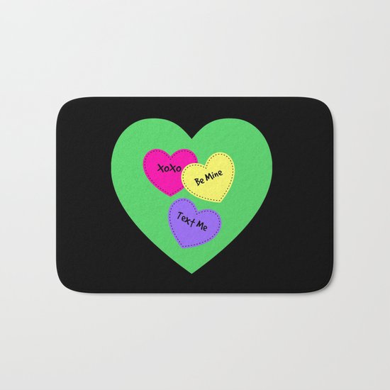 Be Mine Candy Heart Valentine Bath Mat
