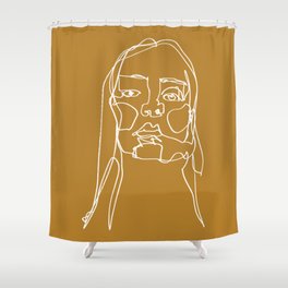 LINE ART FEMALE PORTRAITS I-III-III Shower Curtain