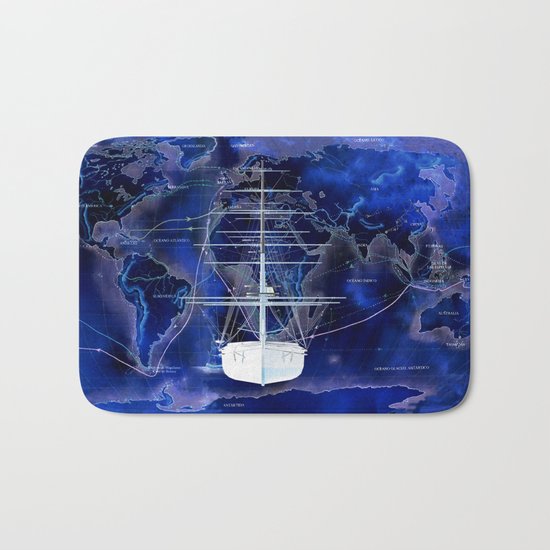 Discovery The World in Blue Bath Mat