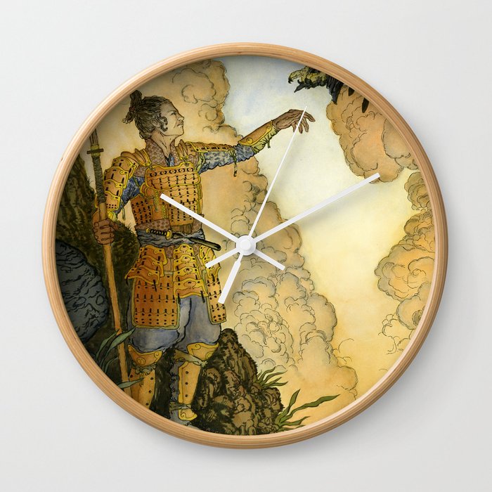The Samurai and the Eagle Wall Clock