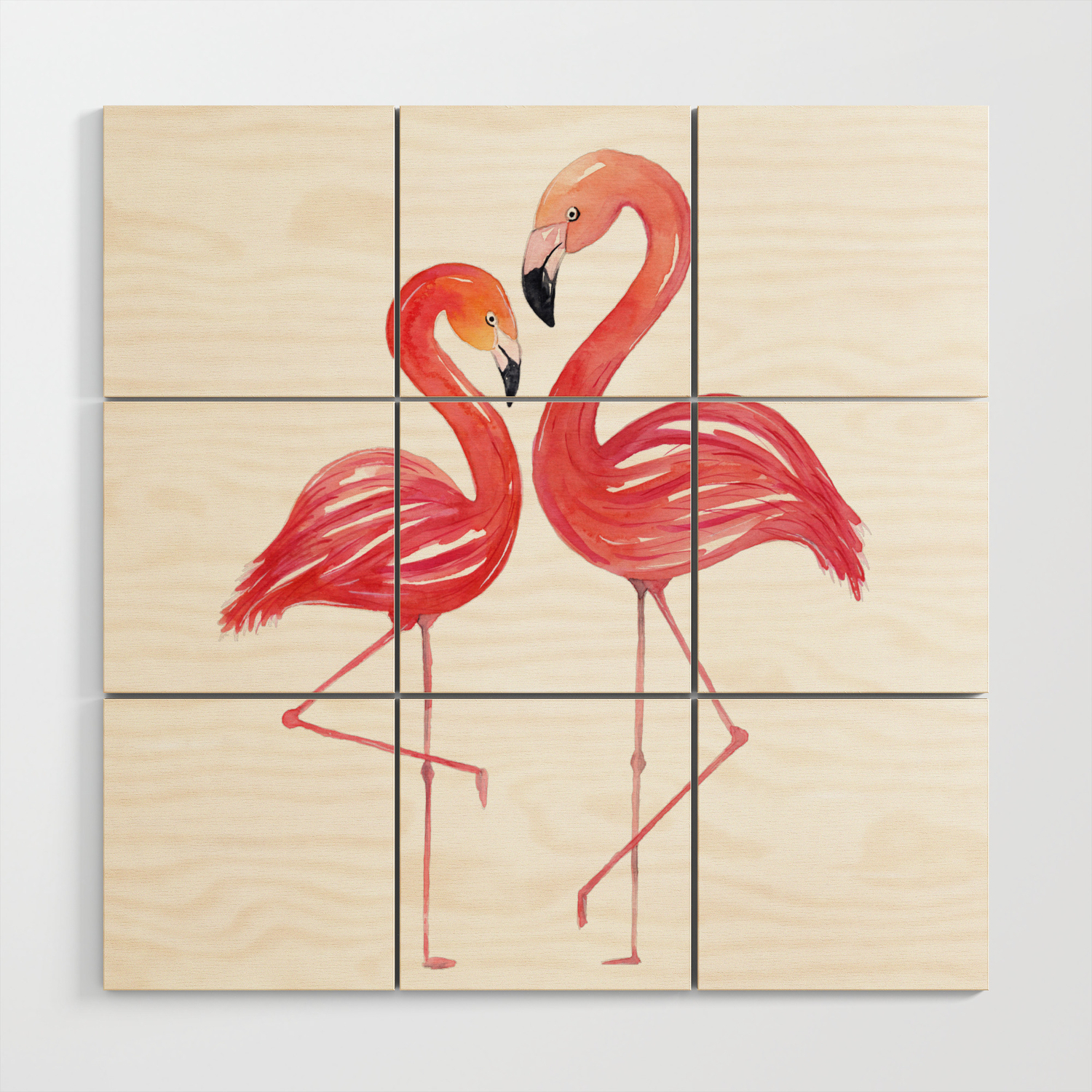 Flamingo Love Watercolor Painting Wood Wall Art By Ccartstudio