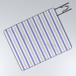Pastel Blue And Black Stripes On White Vintage Striped Pattern Aesthetic Picnic Blanket