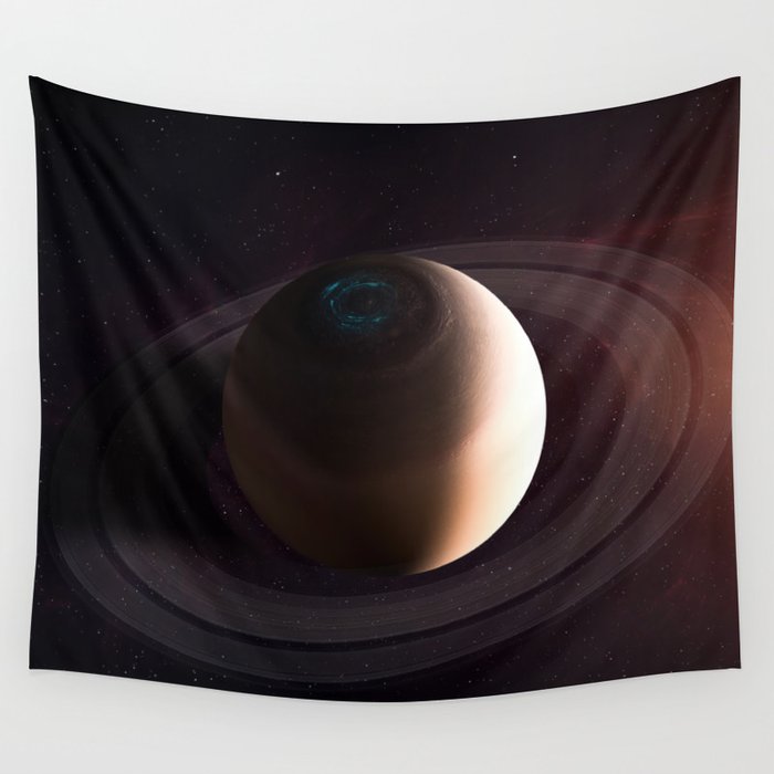 Saturn planet. Poster background illustration. Wall Tapestry