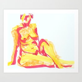 Female Nude In Fire Colors Art Print
