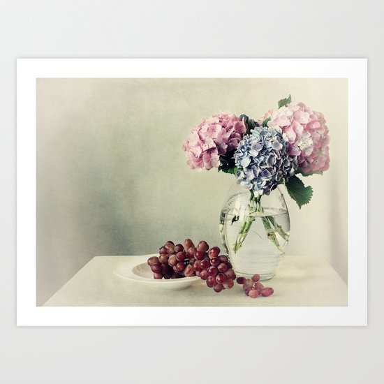 Still life with hydrangea Art Print