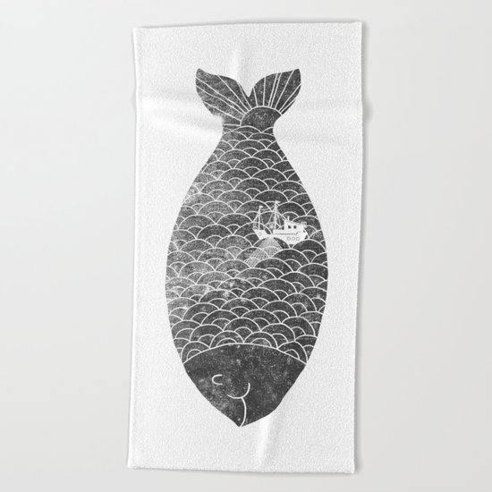 Fishing in a fish Beach Towel