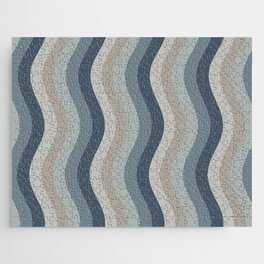 Wobbly Stripes Pattern in Neutral Blue Gray Tones Jigsaw Puzzle