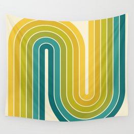 Retro 70s Stripe Colorful Rainbow Wall Tapestry