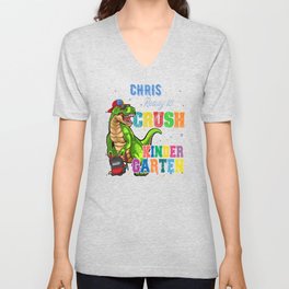 Chris Name, I'm Ready To Crush kindergarten T Rex Dinosaur V Neck T Shirt