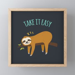"Take It Easy" Sleeping Sloth Framed Mini Art Print