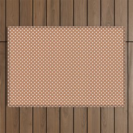 Small beige and white vintage polka dots Outdoor Rug