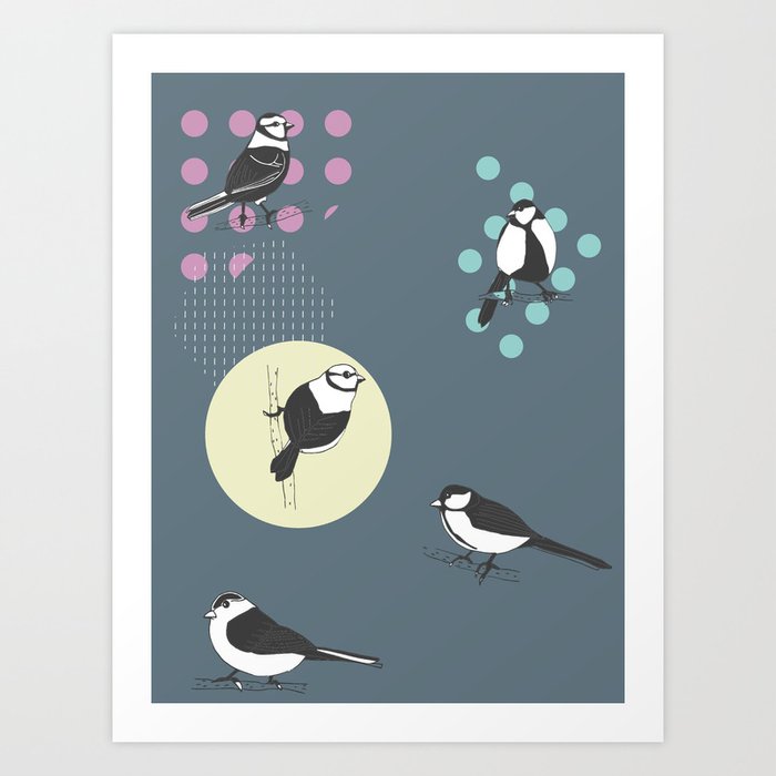 Birds And Dots Art Print