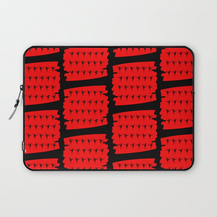 Ballerina figures in black on red brush stroke Laptop Sleeve