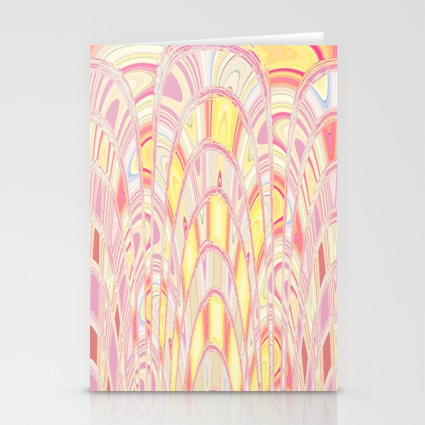 Beautiful Happy Pink And Yellow Abstract Stationery Cards