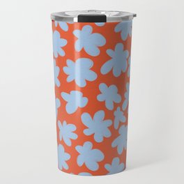 Hand-Painted Abstract Flower Shapes Pattern Travel Mug
