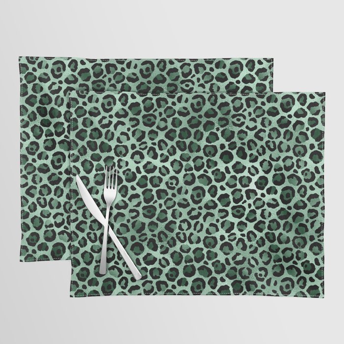 Green Metallic Leopard Pattern Placemat