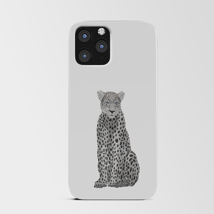 digital painting of a gray leopard iPhone Card Case