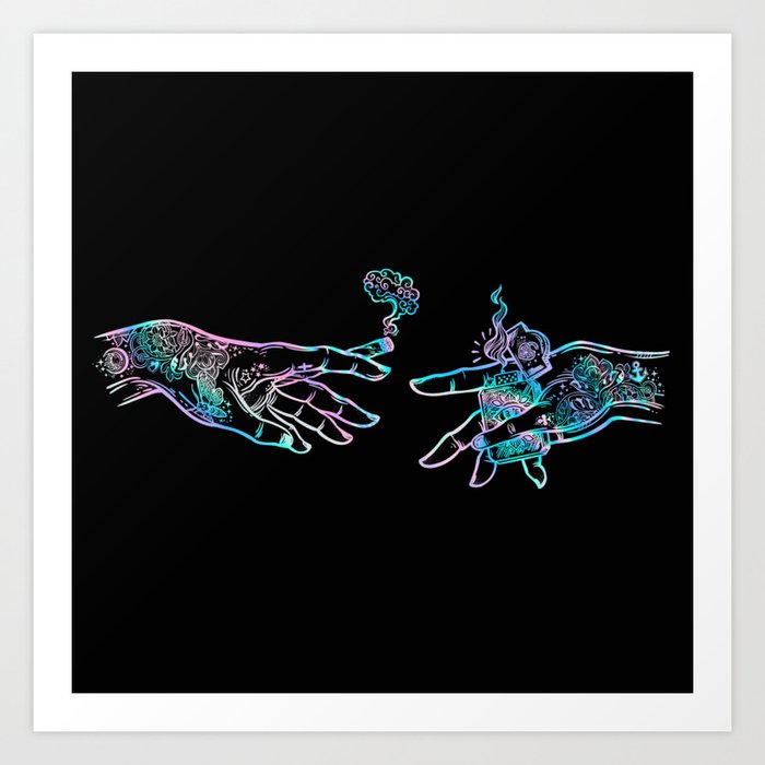 the Creation of Cannabis- holographic Kunstdrucke the Creation of Cannabis- holographic Kunstdrucke