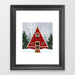 Cozy Christmas Cabin Framed Art Print