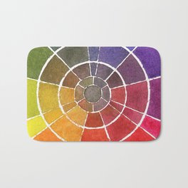 Spring Color Wheel Bath Mat | Watercolor, Colorwheel, Redyellowblue, Watercolorstudy, Redwatercolor, Painting, Watercolorwheel, Primarycolors, Bluewatercolor 
