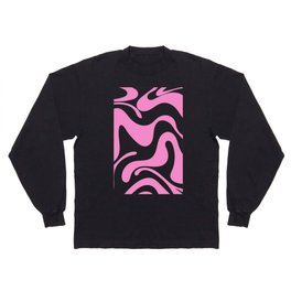 Lava Lamp - 70s Colorful Abstract Minimal Modern Wavy Art Design Pattern in Pink Long Sleeve T-shirt