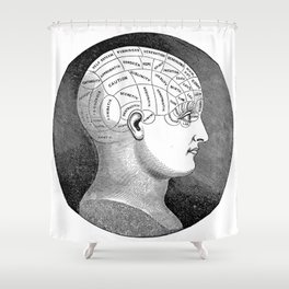 Vintage Phrenology Head Shower Curtain