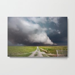 Low Clearance - Country Road Leads to Ground Scraping Storm Cloud on Spring Day in Oklahoma Metal Print | Print, Weather, Oklahoma, Color, Storm, Extremeweather, Brooding, Clouds, Photo, Picture 