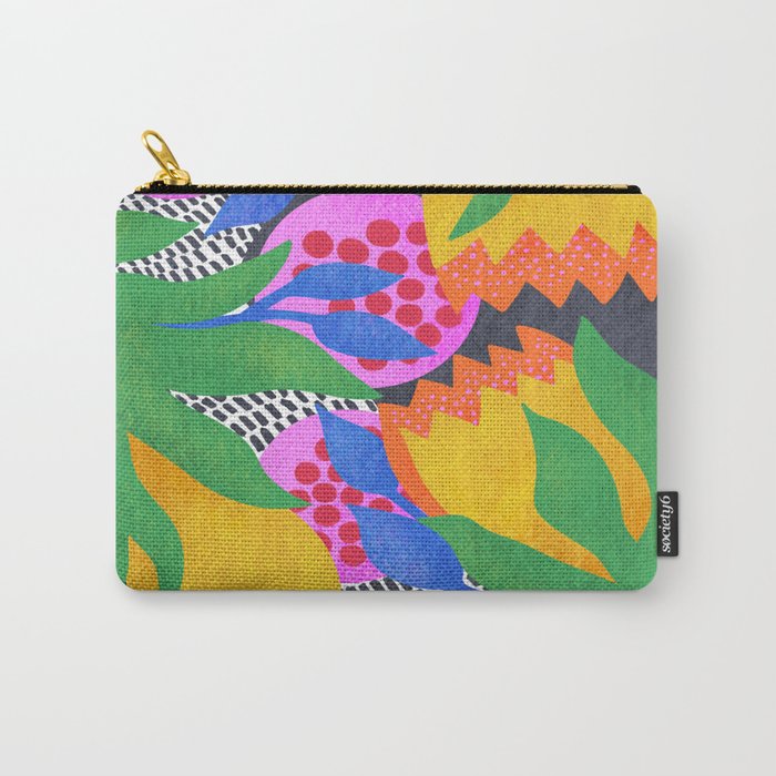 Bold Flowers on Black Carry-All Pouch