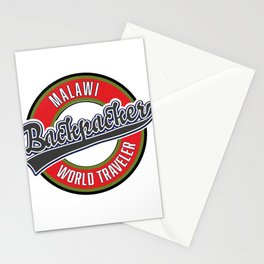 Malawi backpacker world traveler logo. Stationery Card