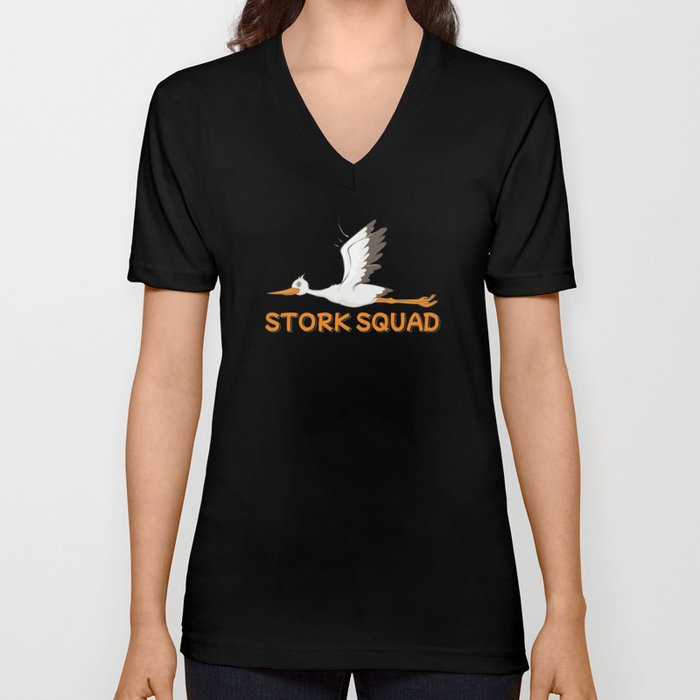 Stork Stork Squad Valentines Day Baby V Neck T Shirt