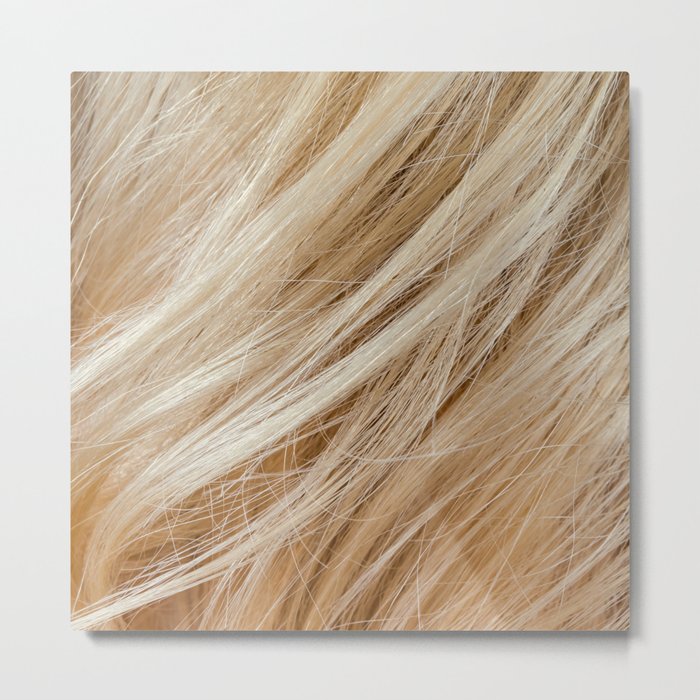Wavy blonde woman hair background and texture Metal Print