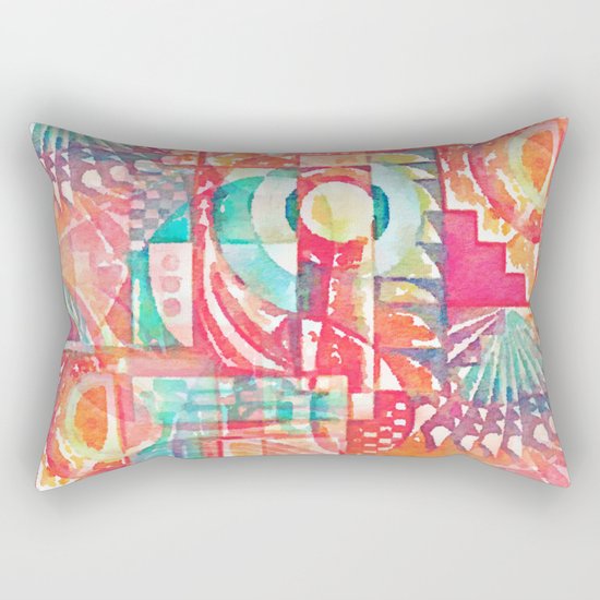 Sunshine Geometry in Watercolor Rectangular Pillow
