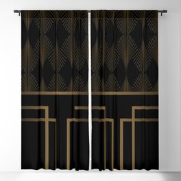Art Deco Gold/Black Pattern Blackout Curtain