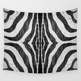 Zebra Animal Print Black White Gray Wall Tapestry