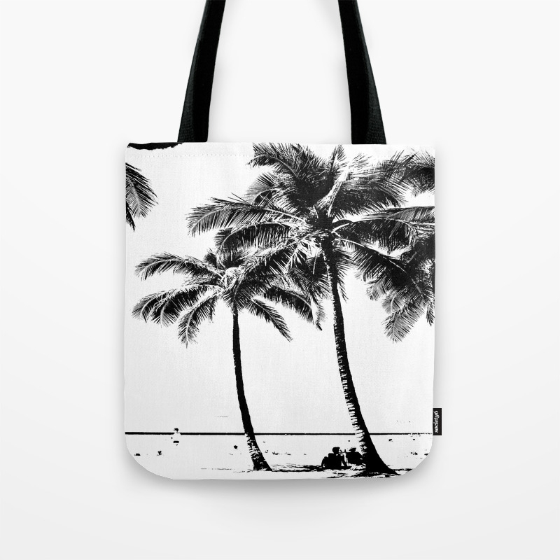 black and white beach tote