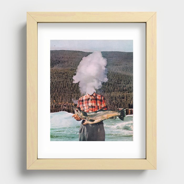 River Cabin Mashup Recessed Framed Print
