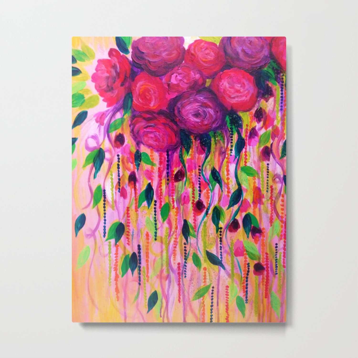 Roses Are Rad 2 Bold Pink Red Roses Floral Bouquet Vines Flower