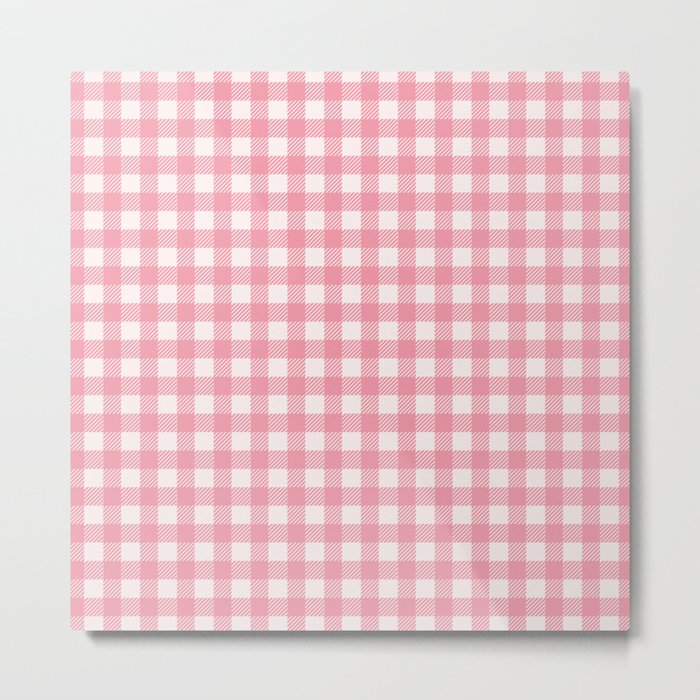Pastel pink modern geometric check pattern Metal Print